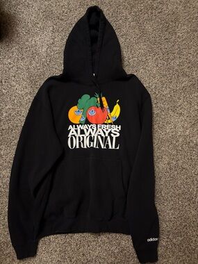 adidas Black Hoodie with Colorful Fruit Graphic